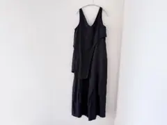 någonstans ナゴンスタンス リネン サロペット オールインワン 黒