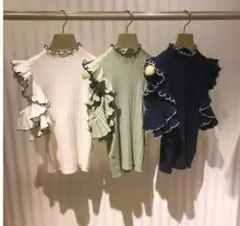SNIDEL オープンショルダーフリルニットプルオーバー