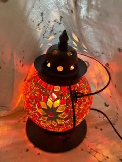 モザイクデザインランプ 赤オレンジ
