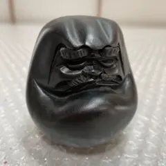 黒達磨 ダルマ 縁起物 置物 レトロ 傷あり