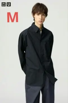 UNIQLO U ロングオーバーサイズシャツ ブラック M ユニクロ