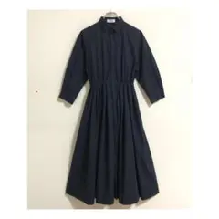 Danny&anneシャツワンピース　七分袖背中開き ロング綿100%a4585