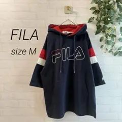 【FILA】ビッグシルエット 半袖パーカー フード (M) 紺