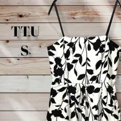 美品 TTU レディース 花柄キャミソールワンピース 白×黒 Sサイズ