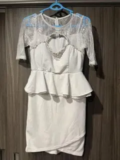 dazzy ホワイトレースドレス ハートカットアウト ナイトドレスL size