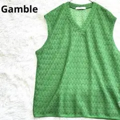 Gamble ニットベスト　Fサイズ　メンズ　緑　グリーン