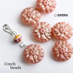 390円★チェコガラスビーズ　ダリア　ダスティローズ　2個　チェコビーズ　ピンク