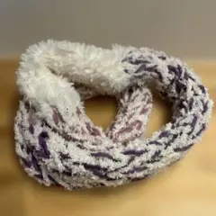 ハンドメイド　マフラー　ネックウォーマー　紫 ピンク