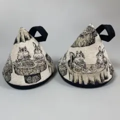 ハンドメイドの鍋つかみ サイズ8センチ リス柄