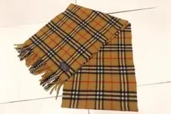 m1342BURBERRYSバーバリーノバチェックラムウールマフラーキャメル