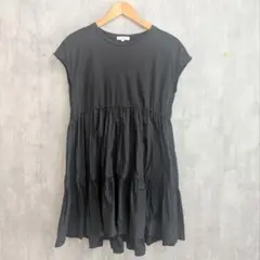PLST 黒 M 半袖チュニック
