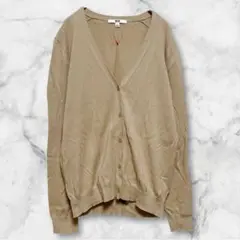 ユニクロ ＊ UVカットVネックカーディガン 長袖 茶色 L