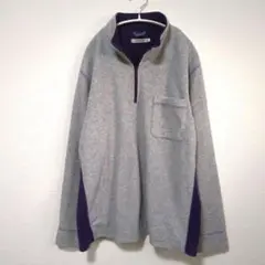 DKNY　スウェット　L　ハーフジップ　グレー　シンプル　無地