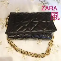 【大特価】ZARA風 ショルダーバッグ グリーン キルティング ゴールドチェーン