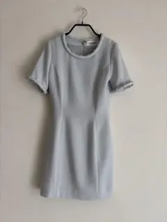 MYZ HOUSE グラン山貴　ライトグレー 半袖ワンピース　パール　9号