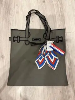 LA COUSETTEスカーフ付き黒ナイロントートバッグエコバッグLsize LA COUSETTEスカーフ付き黒ナイロントートバッグエコバッグLsize