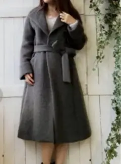 ノエラ モヘアシャギー ロングガウンコート ベルテッド 女優 グレー M