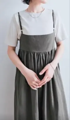 【最終値下げ！】ギャザーキャミワンピース チャコール　F 美品