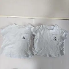 【2枚セット】水色パンダポケット Tシャツ 70-80cm