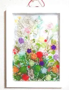 レジンアート「花園」額サイズ19.7×14.7×0.9cm