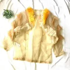 TOGA レディース シースルー トップス イエロー お洒落 可愛い