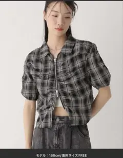 WZIPチェック半袖シャツ　497924 Heather