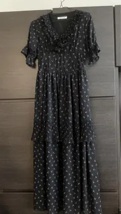 archives☆アルシーブ☆ワンピース☆ロング☆マキシ☆バラ☆小花☆ブラック