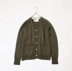 MHL MARGARET HOWELL ウール Vネックカーディガン　カーキ