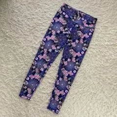 Jasmine 総柄スポーツタイツ ブルー M ヨガ ジム 花柄 ディズニー