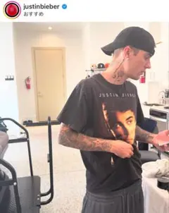 本人着用 Justin Bieber<Lサイズ>Tシャツ 人気デザイン