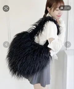 ファーショルダーバッグ 黒
