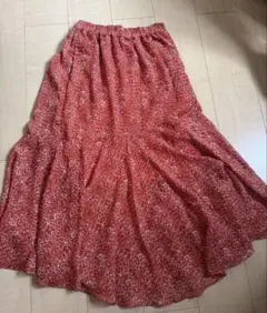 小花柄 ロングスカート レッド heather