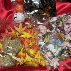 秋と春の装飾アイテムセット 桜、紅葉、ジャック・オ・ランタンなどまとめて