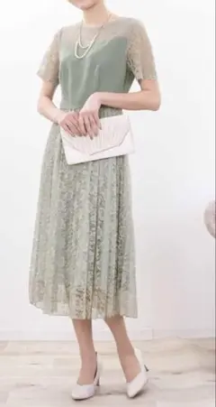 NICOLE whiteミントグリーン レース パーティードレス