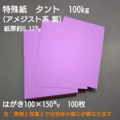 特殊紙タント100kg（紫系）はがき100×150㍉、100枚、エンボス紙