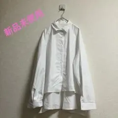 新品未使用　SHEIN 白シャツ　デザインシャツ　長袖　Lサイズ