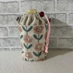 ペットボトルカバー　保冷保温　 ピンク花柄　ハンドメイド　280ml用