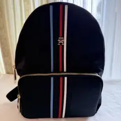 【新品】トミーヒルフィガー　ネイビー　バックパック　トリコロールストライプ