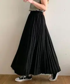 ⭐黒完売⭐JUNOAH プリーツロングスカート Lサイズ