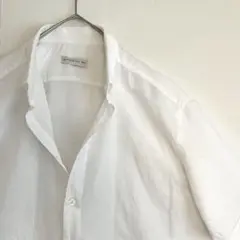 【レア★シャドー模様★着用感少ない美品】ETROリネン混半袖BDシャツ白ホワイト