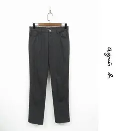 T094/美品 agnes b. パンツ ストレッチ ストライプ 38 グレー