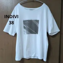 INDIVI 38 ホワイト グラフィックTシャツ