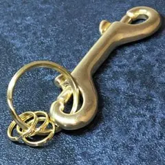 真鍮　鉄砲ナスカンE　ダブル　キーリング　キーホルダー　シンプル　二重リング