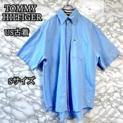 古着 TOMMY HILFIGER 半袖シャツ Sサイズ ライトブルー US古着