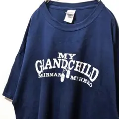 ギルダン マイグランドチルド ロゴ Tシャツ ネイビー 紺色 XL 古着