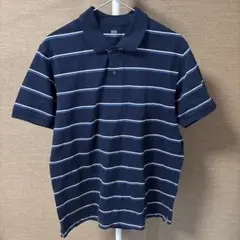 UNIQLO ボーダーポロシャツ　ネイビー　XL