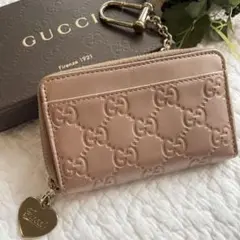 美品✨GUCCI グッチ GGシマレザーミニ財布 キーリング付きコインケース
