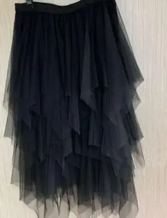 ブラックチュールレイヤードスカート XL