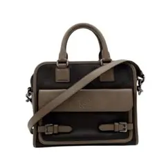 【美品】ロエベ 2WAYハンドバッグ クルス レザー バイカラー 茶系 2Q87
