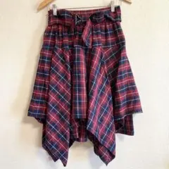 CHARMBERRYTIC【M】膝丈スカート チェック リボン ウエストゴム入り